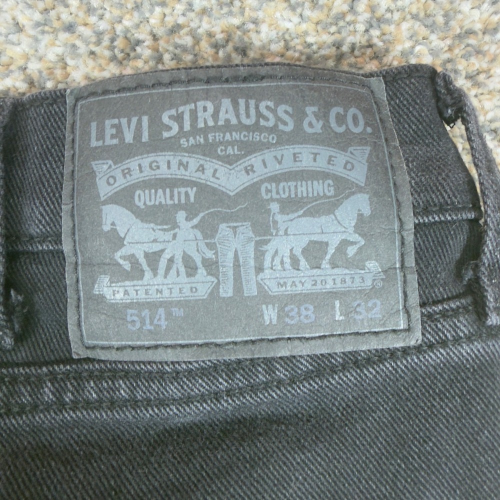 Levis 514 Straight Fit Jeans Mens 38x27 Black Denim Pants 514-0731 Classic Fit - Picture 3 of 11